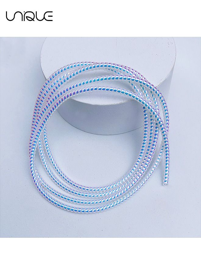 يونيك 1.4m حامي كابل حلزوني ، شواحن كابل حامي كابل البيانات غطاء واقية ، سماعة التوقف ، غطاء واقي للشاحن للهاتف USB منع الحيوانات الأليفة من عض الكابل (أبيض / واضح) - Image 3