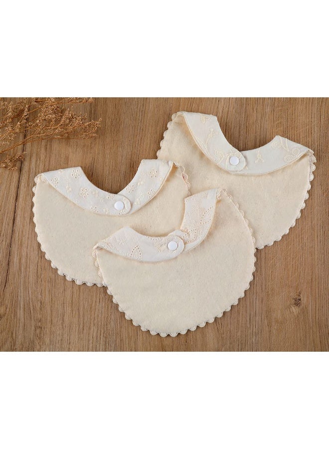GZMM Baby Bib For Girls,Reversible Waterproof Handmade Natural Cotton Baby Drool Bib 0-12 months 2 Pack (off-white color A, 0-12 months) - Image 4