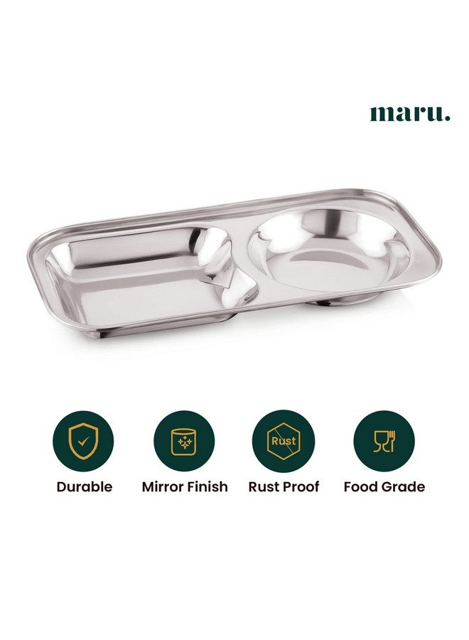 MARU طبق وجبات خفيفه صغير من الفولاذ المقاوم للصدأ مع أقسام مجموعة من 6-2 في 1 صينية مستطيلة مقسمة للإفطار والوجبات الخفيفة والوجبات الصغيرة للاستخدام اليومي، مصممة للتحكم في الحصص وتقديم سهل - Image 5