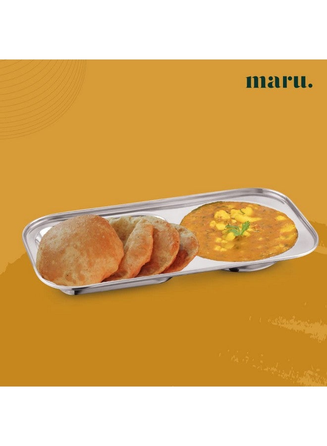 MARU طبق وجبات خفيفه صغير من الفولاذ المقاوم للصدأ مع أقسام مجموعة من 6-2 في 1 صينية مستطيلة مقسمة للإفطار والوجبات الخفيفة والوجبات الصغيرة للاستخدام اليومي، مصممة للتحكم في الحصص وتقديم سهل - Image 4