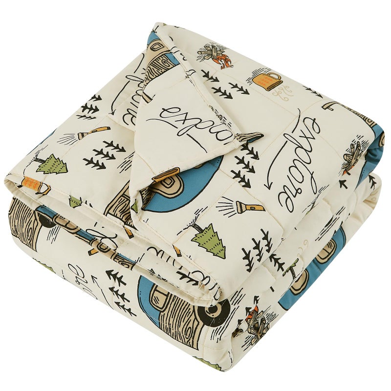 HOSUKKO Weighted Blanket - Weighted Blanket 10 lbs Ivory Forest Heavy Blanket - Small Size Bresthable Blanket(41 * 60 inches  10 lbs) - Image 1