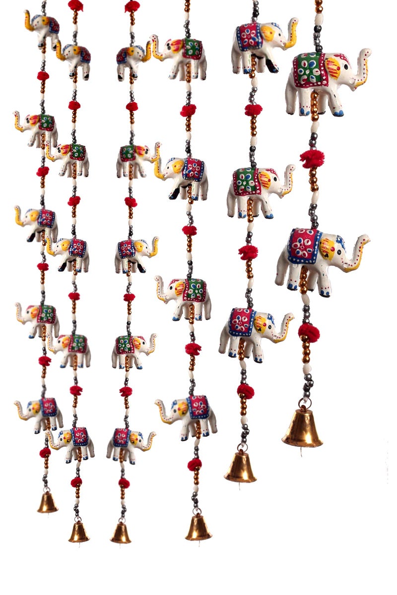 DreamKraft Paper Mache Elephant Door Hangings (114 cm, White) - Image 1