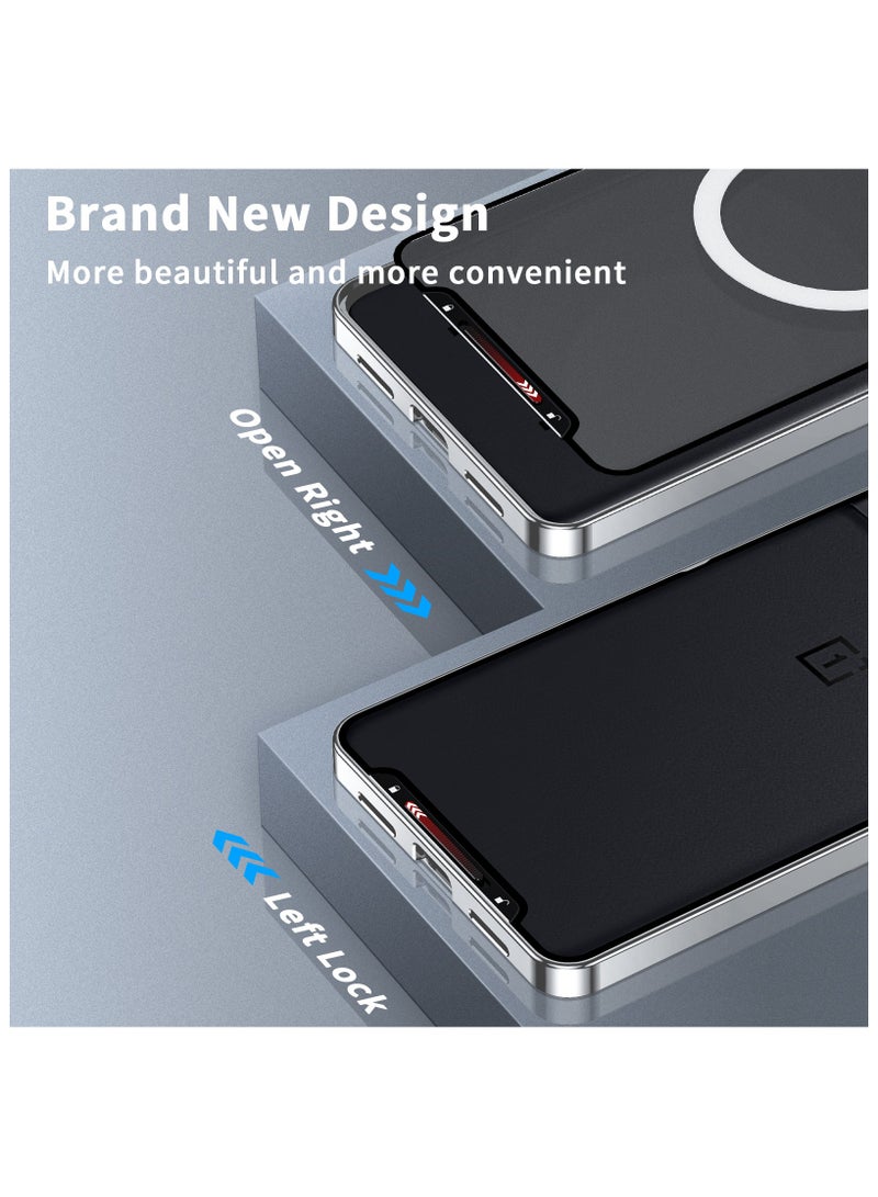 General Case Compatible with OnePlus 12 5G, Compatible with Magsafe Magnetic Adsorption Metal Bumper Back Translucent Matte PC Cover for OnePlus 12  - Image 3