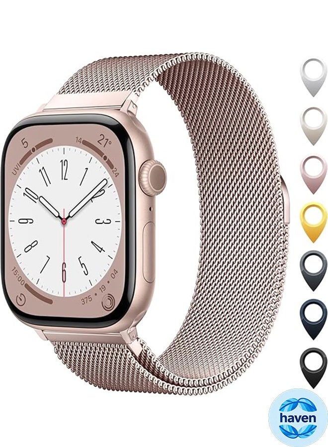 HAVEN Compatible with Apple Watch Band 38mm 40mm 42mm  Women and Men,Stainless Steel Mesh Loop Magnetic Clasp Replacement for iWatch Band Series SE 6 5 4 3 2 1 - Image 1