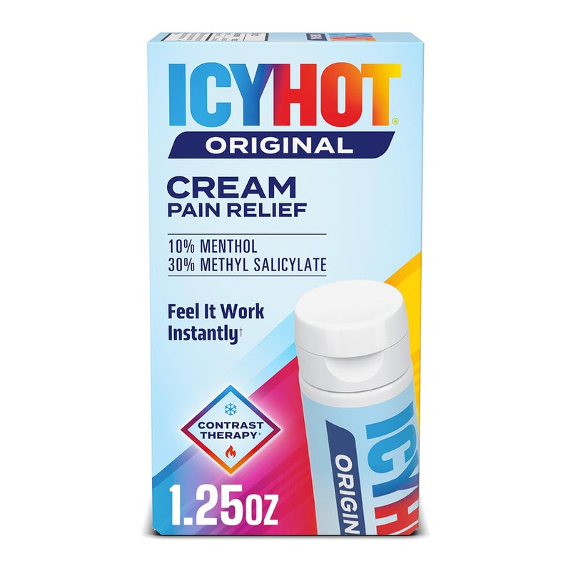 Icy Hot كريم تخفيف الألم الأصلي آيسي هوت، تخفيف سريع للألم مع المنثول 10% والميثيل ساليسيلات 30%، علاج بالتباين بين الثلج والحرارة لآلام الظهر، المفاصل، إجهاد العضلات والتهاب المفاصل، 1.25 أونصة - Image 1