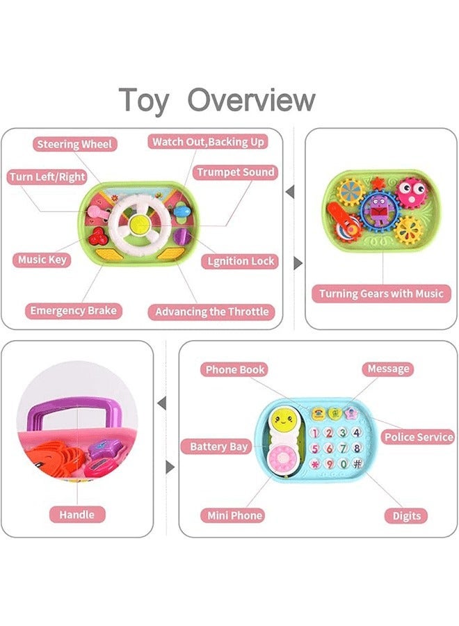 ريوليو 7 في 1 مكعب نشاط متعدد الوظائف للأطفال، مع طبل بأشكال للتصنيف، وبيانو، وهاتف للأطفال، مع أضواء وموسيقى، لعبة تعليمية مبكرة للأطفال الصغار - Image 4