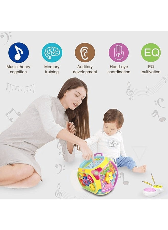 ريوليو 7 في 1 مكعب نشاط متعدد الوظائف للأطفال، مع طبل بأشكال للتصنيف، وبيانو، وهاتف للأطفال، مع أضواء وموسيقى، لعبة تعليمية مبكرة للأطفال الصغار - Image 2