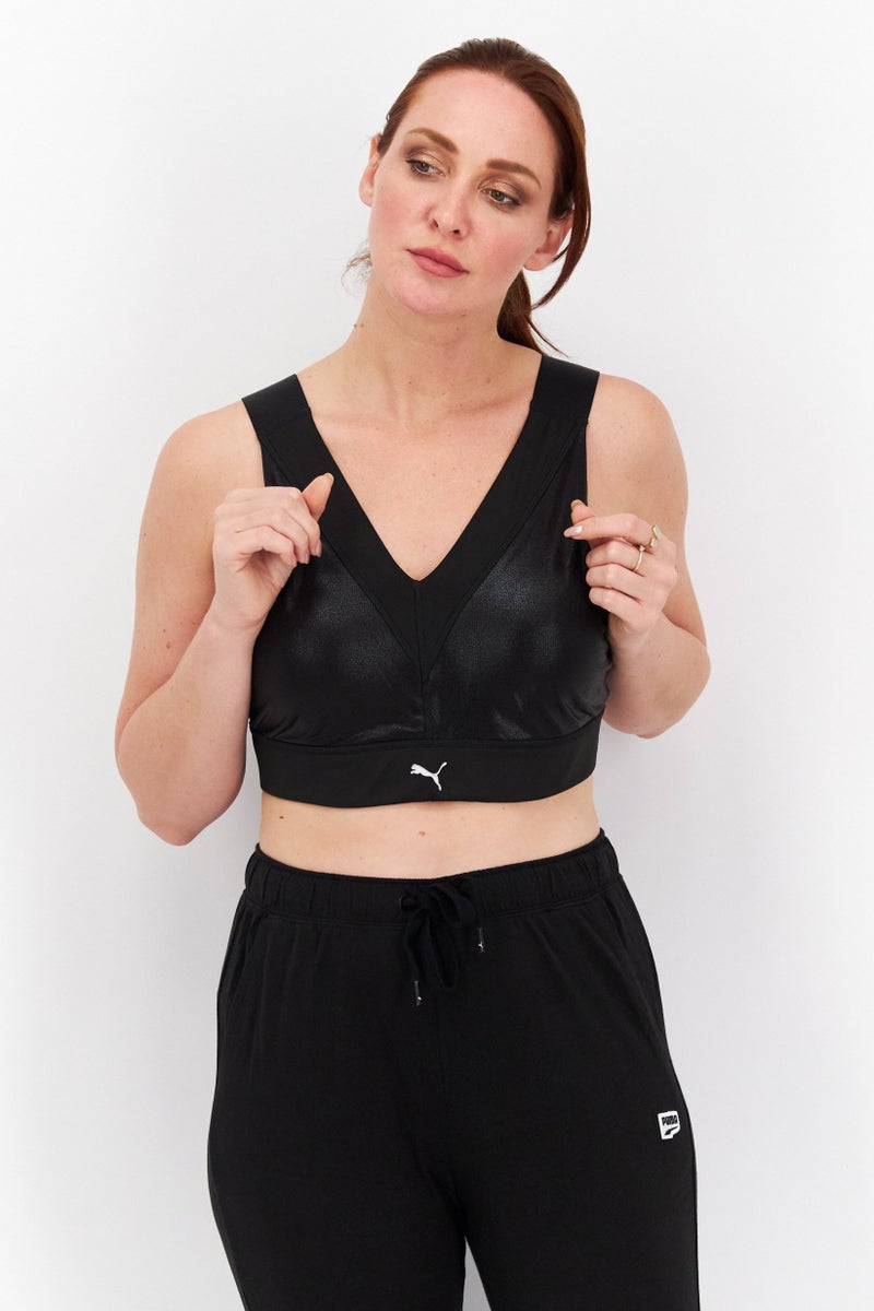 PUMA Women Brand Logo Training Sports Bra, Black - Image 1