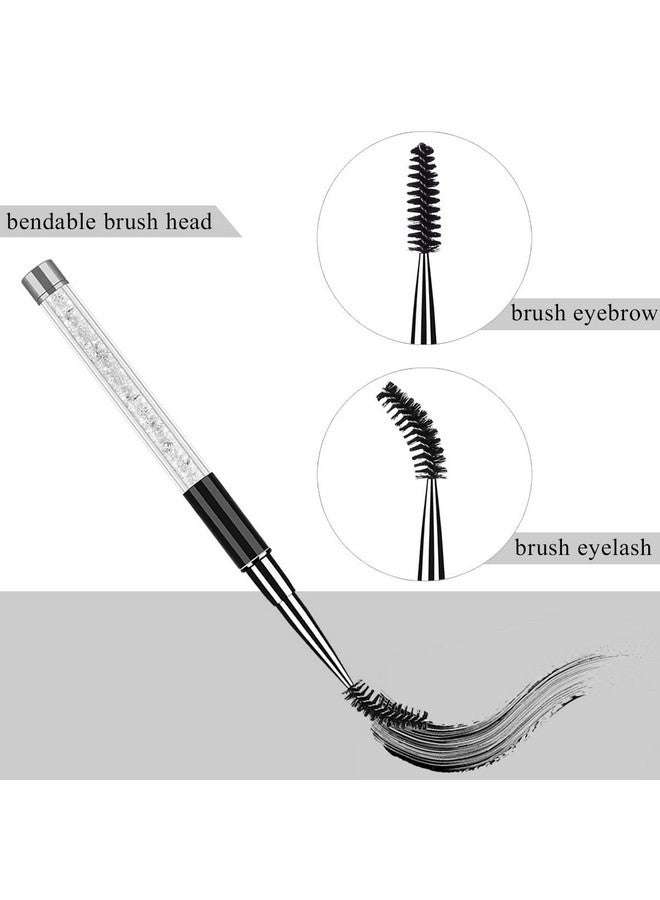 Tbestmax Eye Brush Mascara Wands Eyelash Spoolie Brushes Eye Brow Brush Applicator With Cap For Travel, Crystal White Black Gold 3 Pcs - Image 2