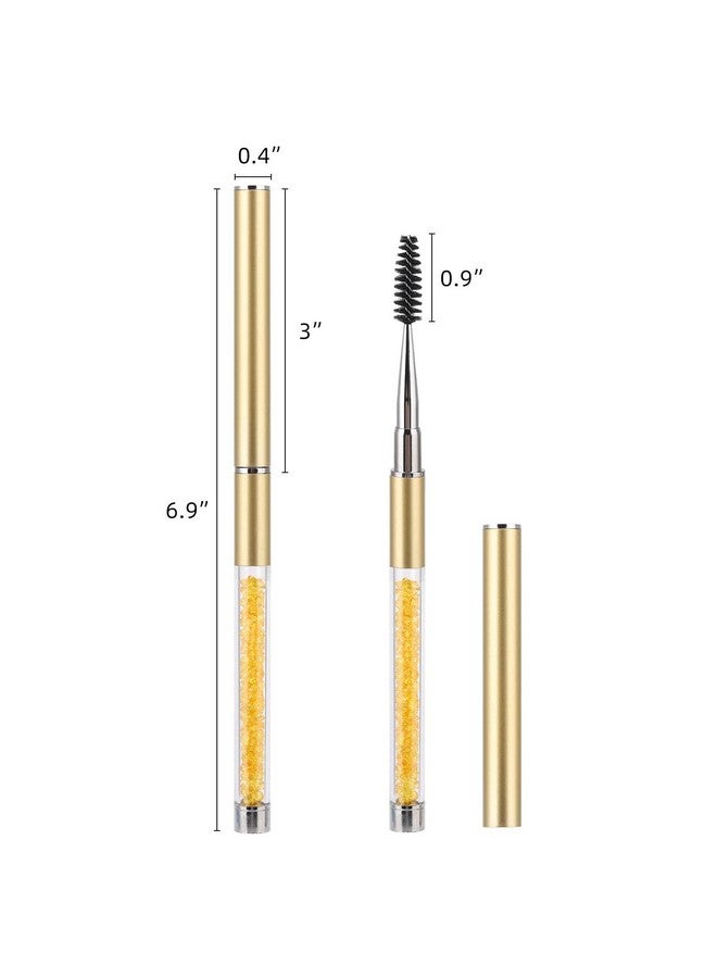 Tbestmax Eye Brush Mascara Wands Eyelash Spoolie Brushes Eye Brow Brush Applicator With Cap For Travel, Crystal White Black Gold 3 Pcs - Image 3