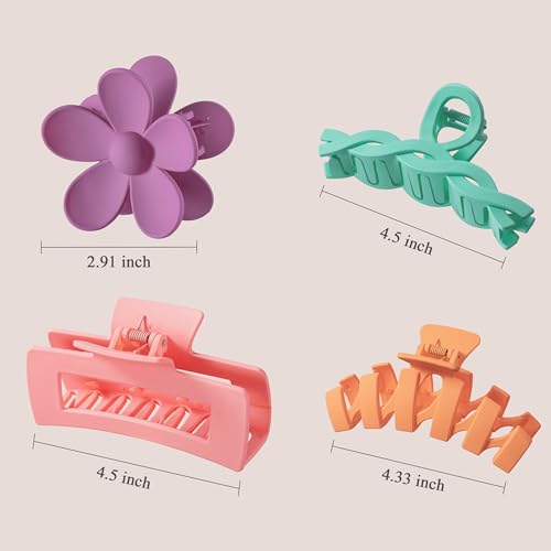 Sunolga 8PCS Hair Clips for Women, Flower Claw Clips for Thick Hair, Non-Slip Hair Accessories with Multi-Styles, Colorful Hair Claw Clips and Variety Pack, Ideal for Girls - Image 2