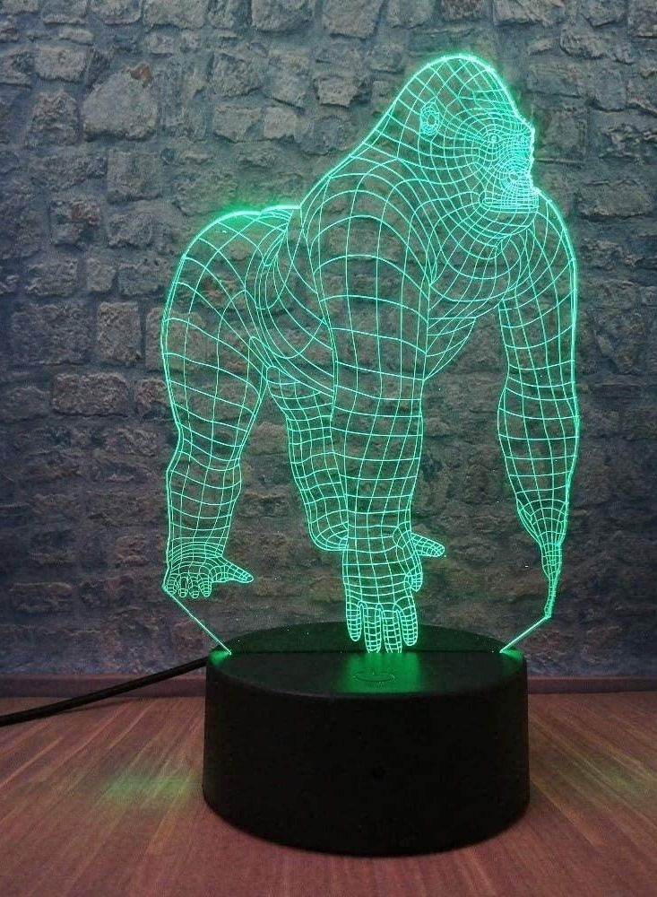 Multicolour Active Animal Orangutan Gorilla Chimpanzee 3D Optical USB LED Lamp 16 Color Change Mood Illusion Night Light Decoration