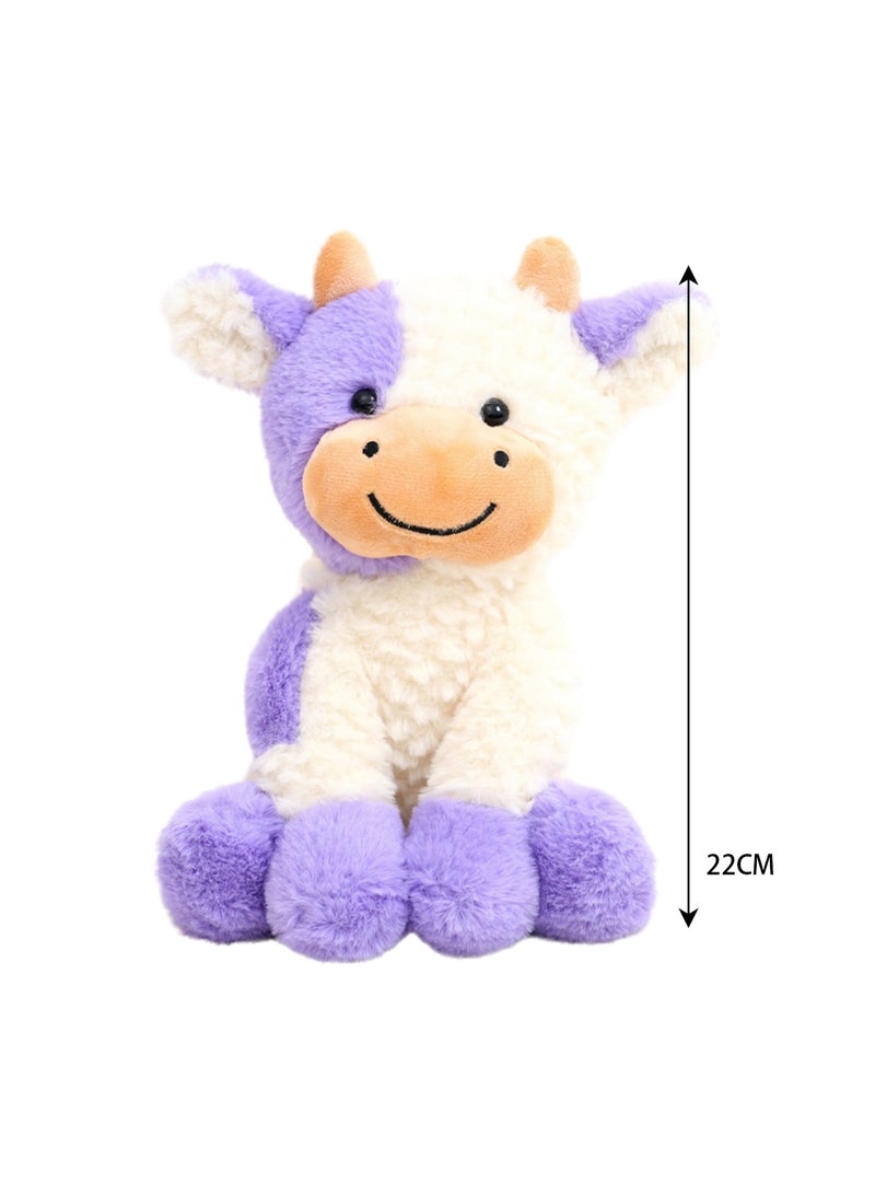 Children's Plush Toy Cartoon Doll Gift (Plush Sitting Bull-Purple And White) - Image 2
