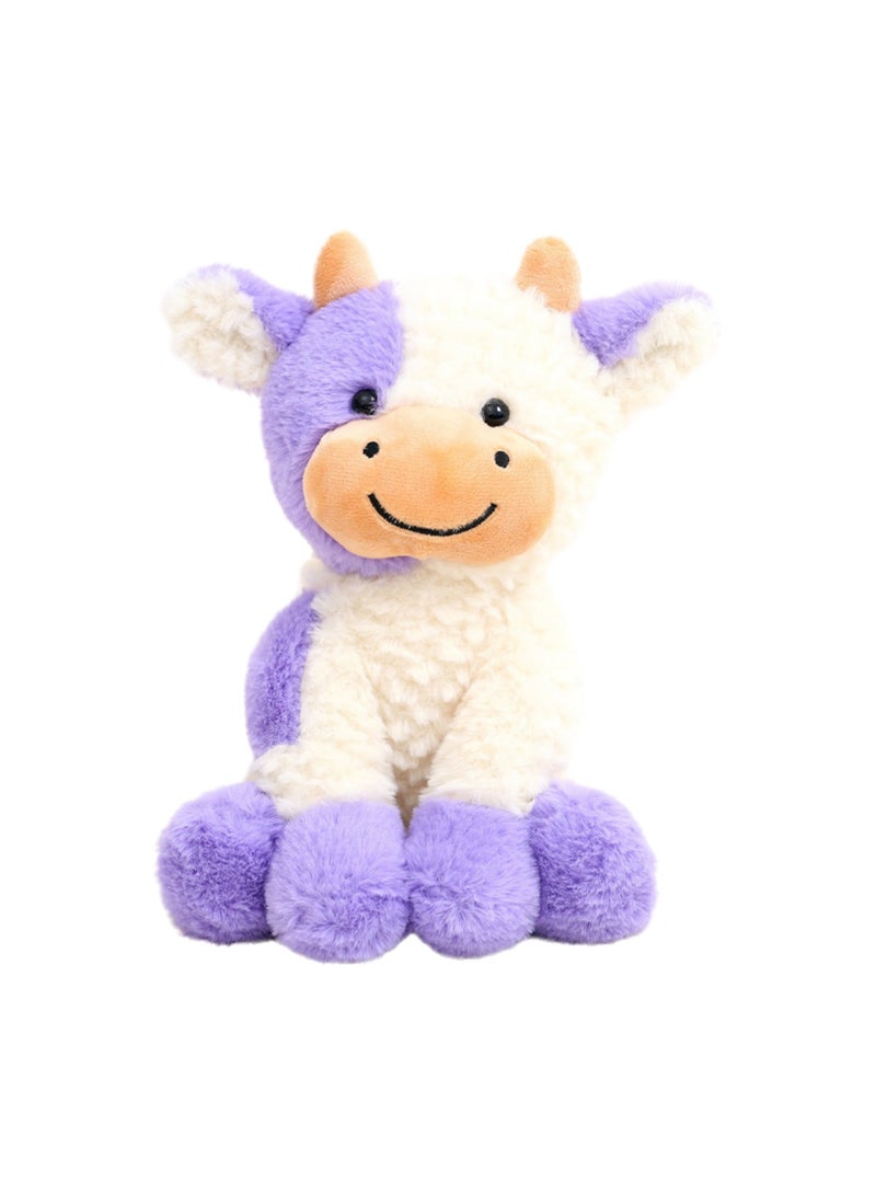 Children's Plush Toy Cartoon Doll Gift (Plush Sitting Bull-Purple And White) - Image 1