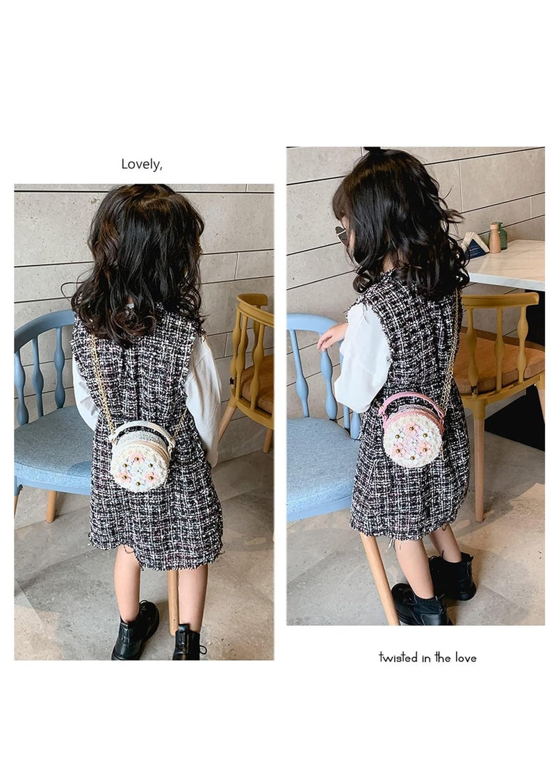 Little Girls Toddler Crossbody Purse with Pearl Flowers Mini Cute Princess Handbags Shoulder Chain Bag - Image 5