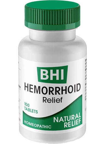 MediNatura BHI Natural Hemorrhoid Relief Soothes Burning, Swelling, Itching, Rectal Pain & Discomfort 8 Maximum Strength Homeopathic Active Ingredients Ease from The Inside for Women & Men - 100 Tablets 