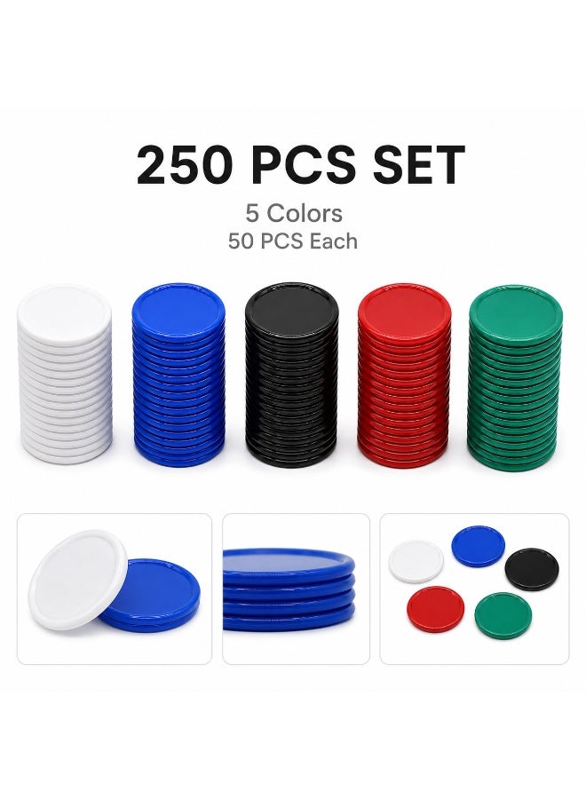 LYNLYN 250 PCS Round Plastic Counting Chips, Color Sorting Counters, Stackable Game Tokens for Math Learning, Classroom, Board Games - Image 5