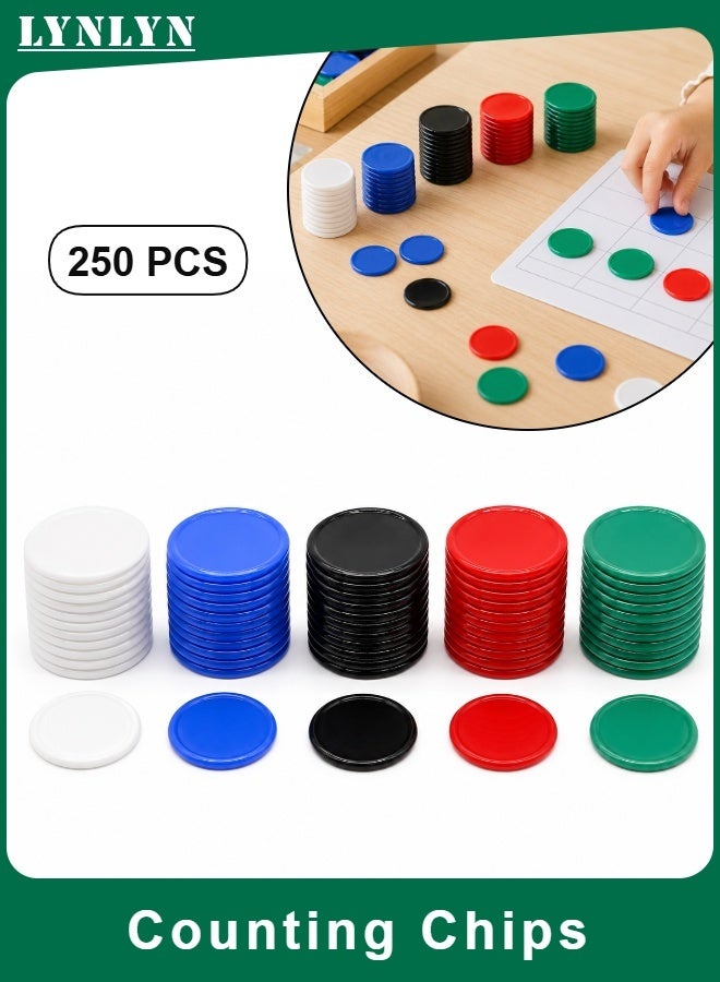 LYNLYN 250 PCS Round Plastic Counting Chips, Color Sorting Counters, Stackable Game Tokens for Math Learning, Classroom, Board Games - Image 1