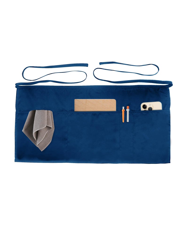 Xeoxarel Server Aprons with 4 Pockets, Unisex Waitress Waiter Waist Apron for Women and Man Half Navy Blue 11.5'' - Image 1
