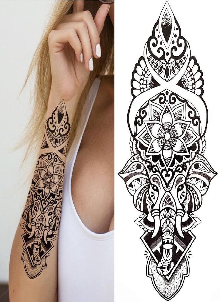 Eckek - Diamond Tree Planet Temporary Tattoo For Women Black Buddha Forest Hourglass Tattoo Sticker Fake Demon Eye Triangle Tatoo Paste - Image 1