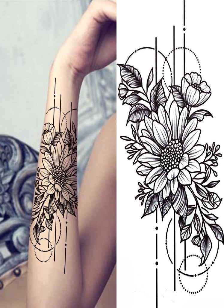 Eckek - Diamond Tree Planet Temporary Tattoo For Women Black Buddha Forest Hourglass Tattoo Sticker Fake Demon Eye Triangle Tatoo Paste - Image 1