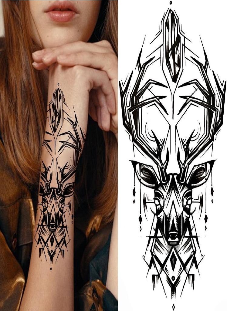 Eckek - Diamond Tree Planet Temporary Tattoo For Women Black Buddha Forest Hourglass Tattoo Sticker Fake Demon Eye Triangle Tatoo Paste - Image 1