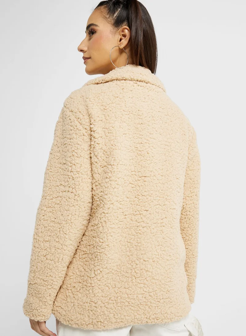 Ginger Lapel Faux Shearling Coat