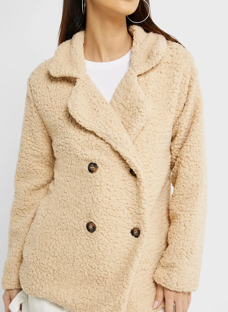 Ginger Lapel Faux Shearling Coat