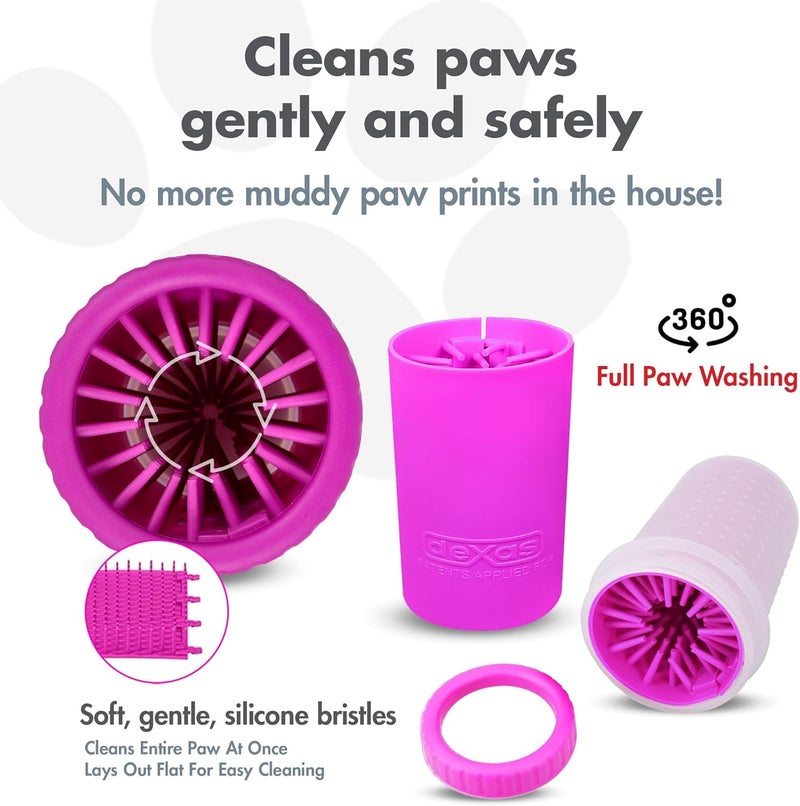 Dexas MudBuster Portable Dog Paw Washer/Paw Cleaner, Medium, Fuchsia - Image 2