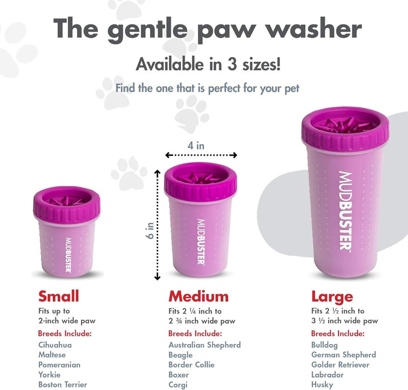 Dexas MudBuster Portable Dog Paw Washer/Paw Cleaner, Medium, Fuchsia - Image 3