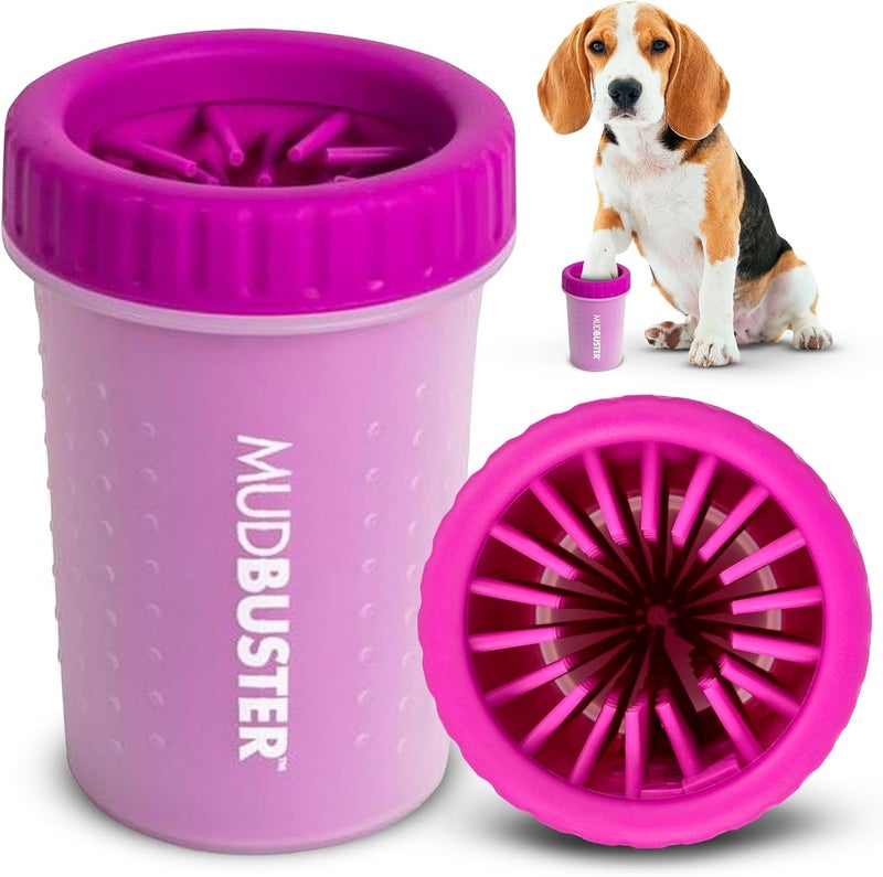 Dexas MudBuster Portable Dog Paw Washer/Paw Cleaner, Medium, Fuchsia - Image 1