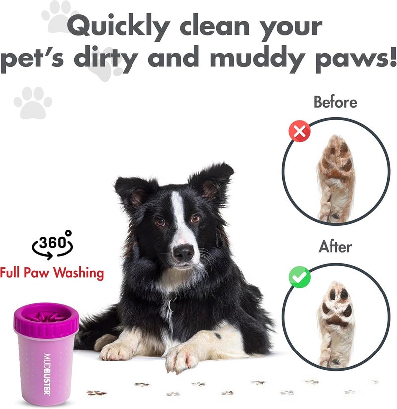 Dexas MudBuster Portable Dog Paw Washer/Paw Cleaner, Medium, Fuchsia - Image 4