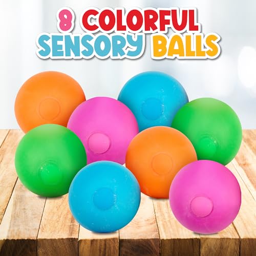 Playbees Pull Stretch Squeeze Stress Balls 8 Balls Elastic Sensory Balls for Stress Anxiety Relief Calming Fidgets for Kids Adults Assorted Color Balls for Autism ADHD Classroom Use - Image 5