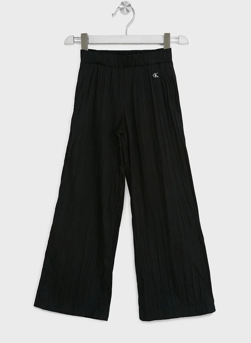 Calvin Klein Jeans Kids Wide Leg Plisse Pants