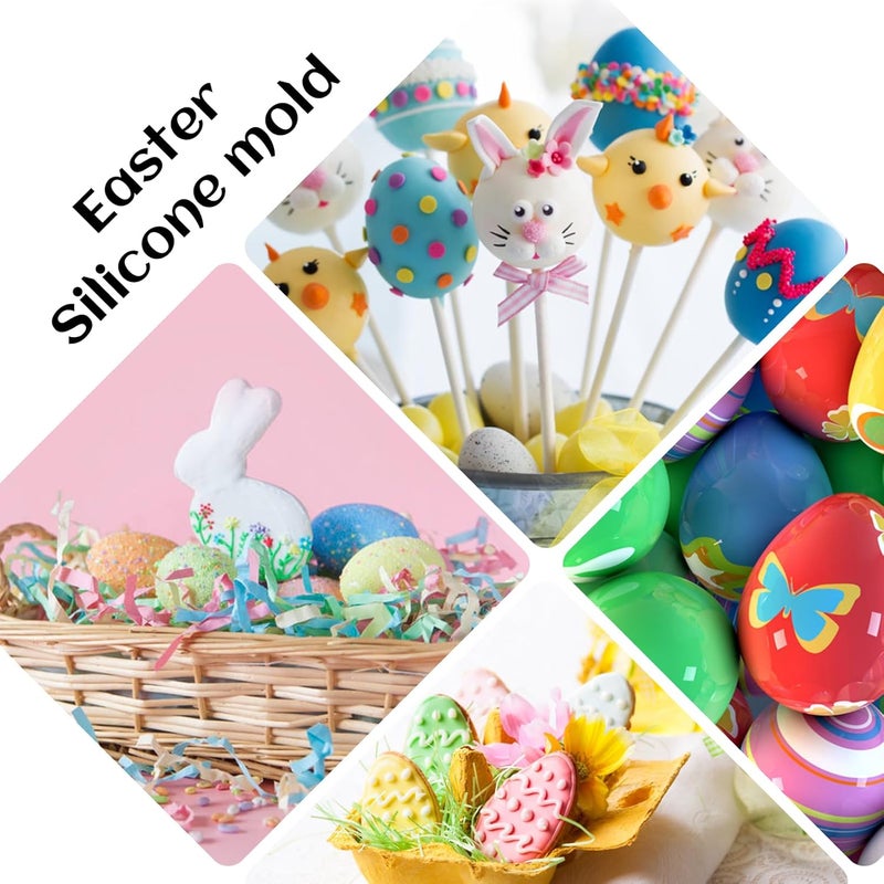 Ecerangus 2 PCS Easter Silicone Molds,58 Cavity Easter Egg Mold &83 Cavity Rabbit Bunny Mini Silicone Mold for Easter Party Baking Gummy, Candy, Chocolate, Cookie, Jelly,Pet Dog Treats Mold - Image 4