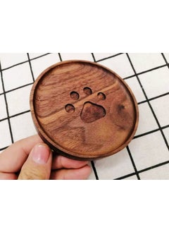 Wooden Coaster Engraved Logo Japanese Style Heat-ResistantBlack walnut bear paw 10cm Black walnut bear paw 10cm