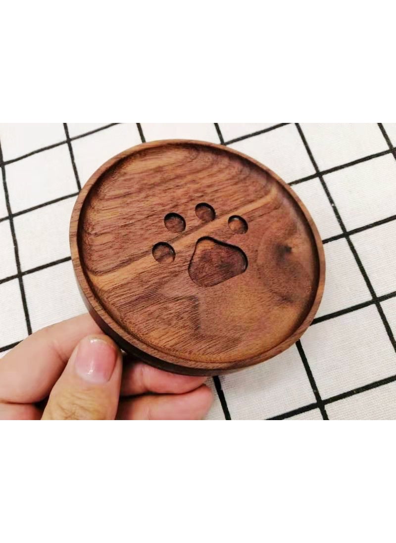 Generic - Wooden Coaster Engraved Logo Japanese Style Heat-ResistantBlack walnut bear paw 10cm Black walnut bear paw 10cm - Image 1