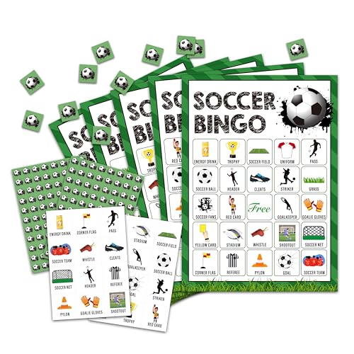 OZTEMETY Soccer Bingo Card Game Soccer Bingo Game for Adults Sports Party Supplies Favors Soccer Party Decorations Gift 24 Players Bingo Game C05 - Image 1