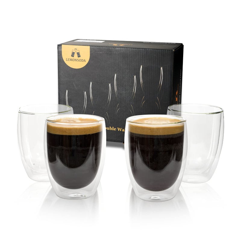 LEMONSODA Insulated Glasses Double Walled 85 oz 12 oz 12oz Set of 4