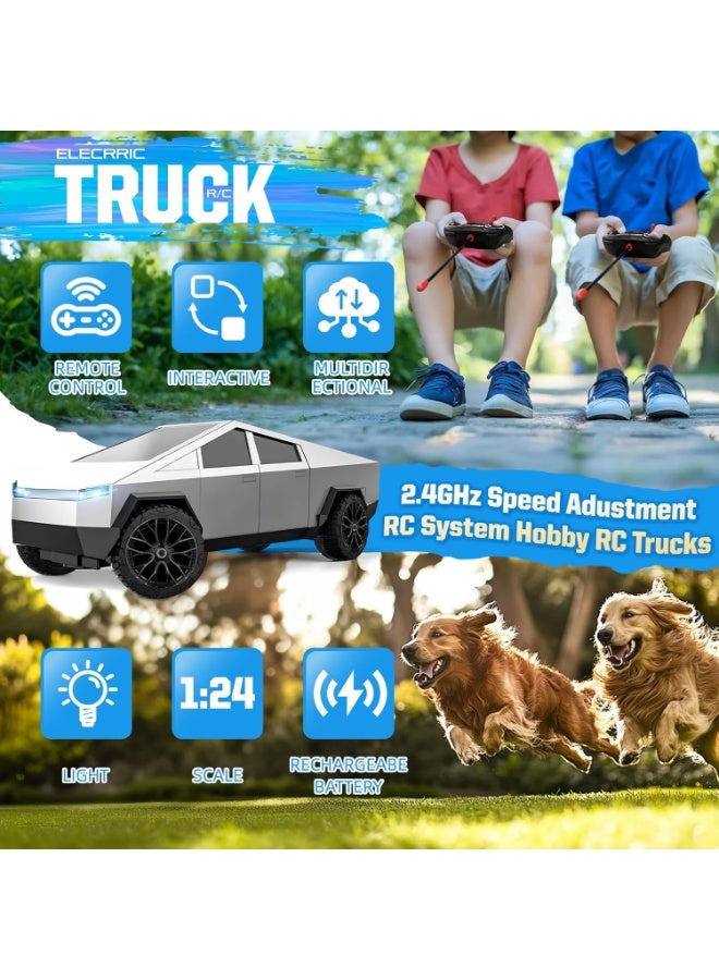 سيارة Cybertruck Toy للتحكم عن بعد - لعبة Cyber ​​Truck، سيارات تحكم عن بعد 2.4 جيجا هرتز مع عمر بطارية طويل وتأثيرات ضوئية وسيارة RC، هدايا للأولاد/الفتيات. - Image 4