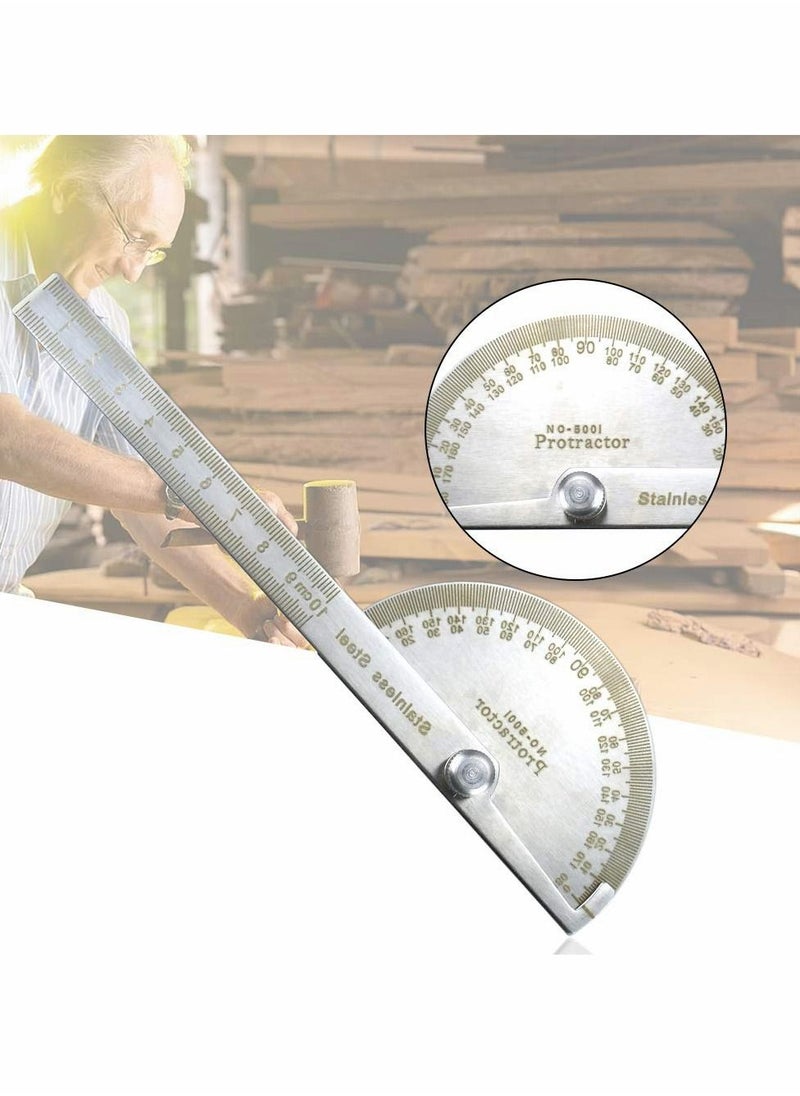 Angle Protractor Angle Finder Ruler, Stainless Steel Protractor 180 Degrees Angle Ruler, Universal Goniometer Angle Finder Tool for Carpenter Painting Drawing Measuring (10 cm/ 3.94 Inch)