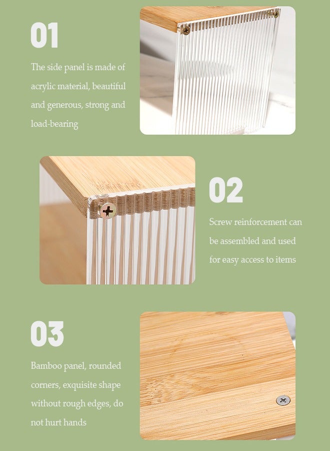 DUNISO رف تخزين مكتبي، رف فرز توابل المطبخ ذو الطبقتين، رف تخزين طاولة زينة متعدد الوظائف، مناسب للمكاتب والمطابخ وغرف النوم والحمامات، 28 * 14 * 34 سم - Image 4