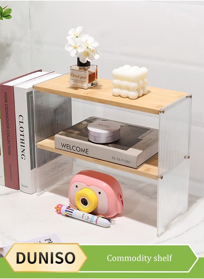 DUNISO Desktop storage rack, double layer kitchen seasoning sorting rack, multifunctional dressing table storage rack, suitable for offices, kitchens, bedrooms, bathrooms, 28 * 14 * 34cm  - Image 1