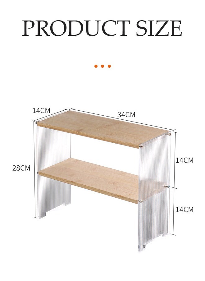 DUNISO Desktop storage rack, double layer kitchen seasoning sorting rack, multifunctional dressing table storage rack, suitable for offices, kitchens, bedrooms, bathrooms, 28 * 14 * 34cm  - Image 2
