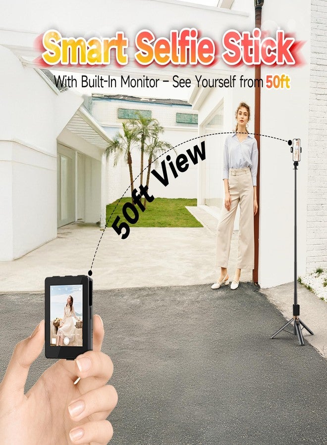 Moman 69" Selfie Stick Tripod with Selfie Monitor, CL07 Extendable Back Camera Phone Tripod with Wireless Remote for iPhone and Android, Perfect for Travel Vlogging - Image 2