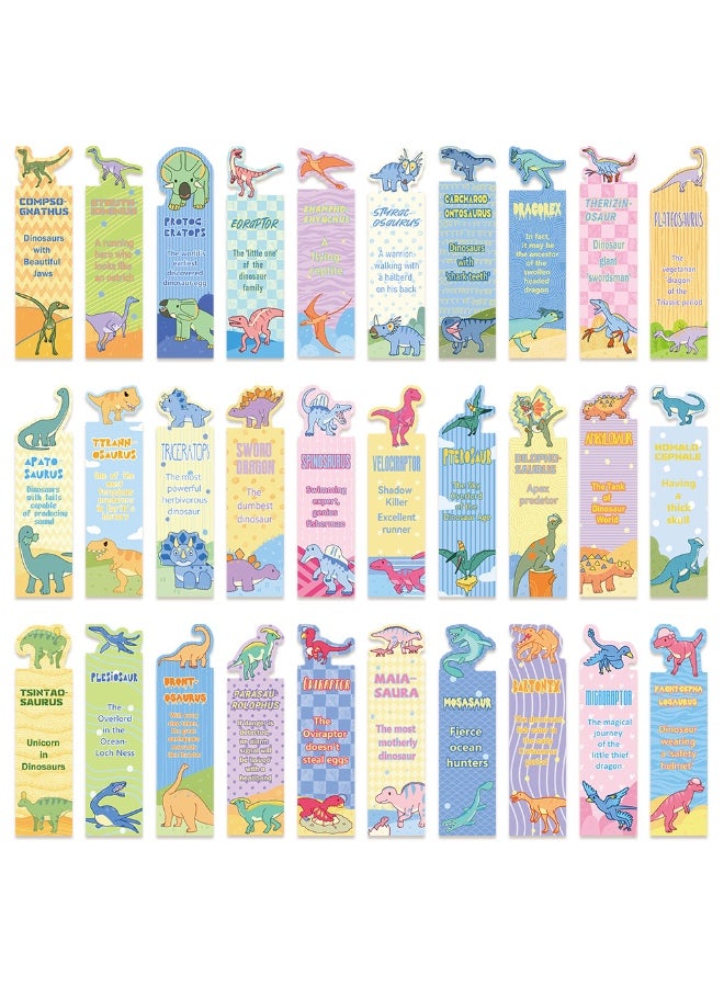 30 قطعة من علامات مرجعية على شكل ديناصور، علامة مرجعية مضحكة، علامة مرجعية لطيفة على شكل ديناصور للأطفال والمدرسة والمكتب والطلاب والمراهقين ومحبي قراءة الكتب وهدايا الفصل الدراسي - Image 1