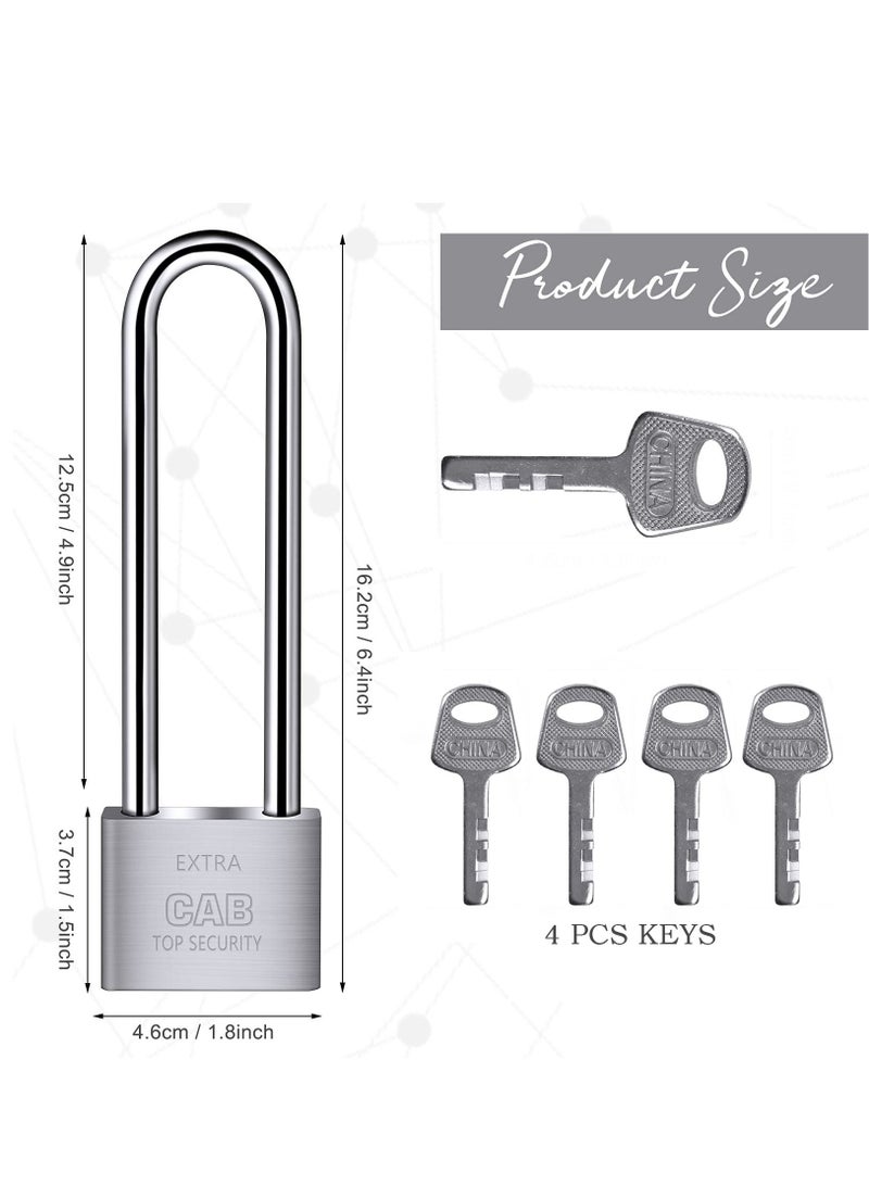 Lengthened Padlock with 4 Keys, 6.4 Inch Long Shackle Padlock Heavy Duty Lock Waterproof High Security Outdoor Padlock for Warehouses Container Doors Garage Shed  - Image 4