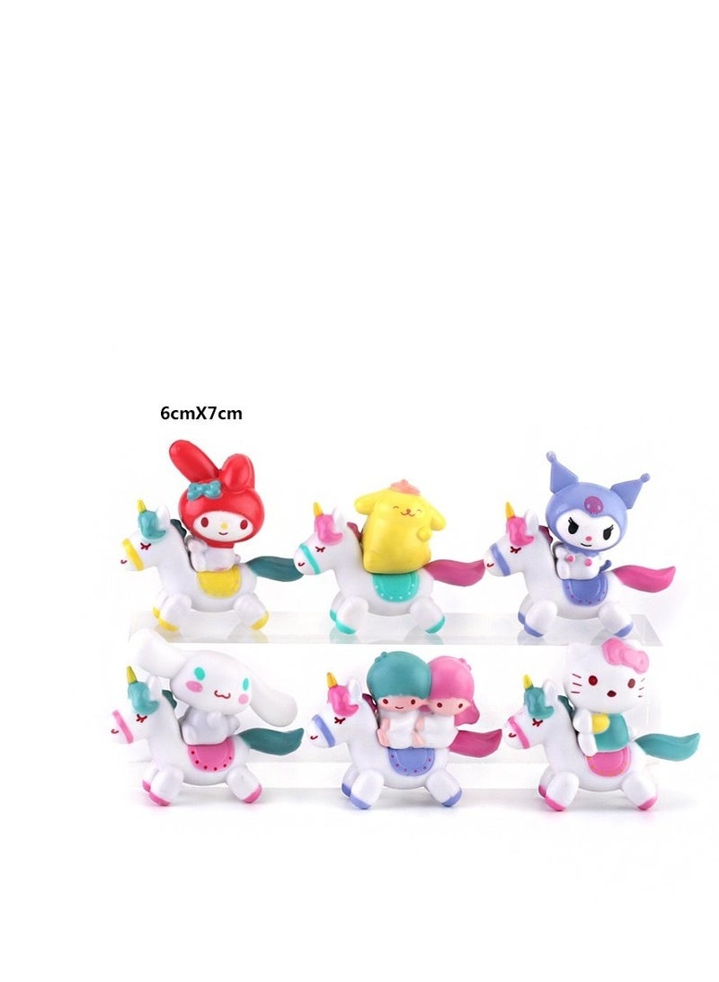 Y&D 6 Pack Kawaii Sanrio Figure My Melody  kuromi Figure Birthday Party Supplies, Cinnamon Cupcake Toppers, Cute Mini Figure Toys  Birthday Party Favor For Kids Fans Collection Bouquet Desk Decor - Image 1