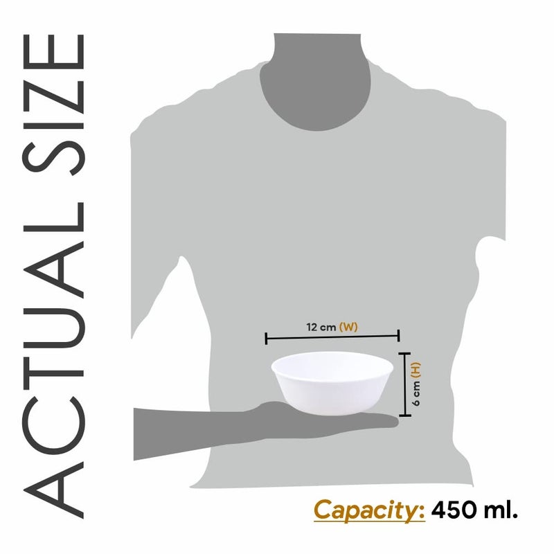 Wonder Plastic Sigma 500 Unbreakable BPA Free Plastic Bowl Set for Cereal, Salad, Rice, Soup, Pasta, Snack Bowl, Microwave Safe, Dishwasher Safe, 12 Pcs, 450 ml, White Color - Image 4