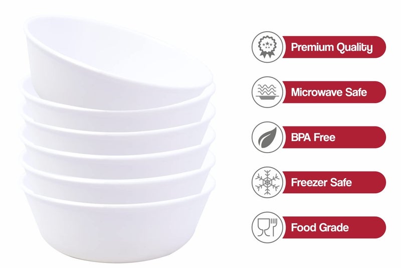 Wonder Plastic Sigma 500 Unbreakable BPA Free Plastic Bowl Set for Cereal, Salad, Rice, Soup, Pasta, Snack Bowl, Microwave Safe, Dishwasher Safe, 12 Pcs, 450 ml, White Color - Image 5